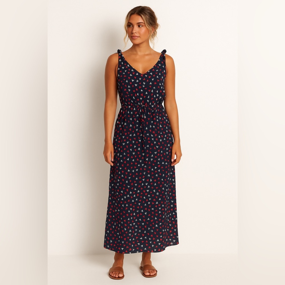 Tommy Hilfiger | Navy Maxi Dress With Colourful Pink and White Sailboat Print - Picture 2 of 16